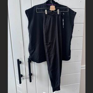 Healing Hands Journey Top + Med Couture Jogger Scrub Set – Black | Bundle Set